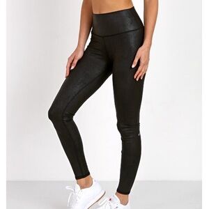 ALO Yoga Women’s Faux Leather Airbrush High-Waist Legging - Black - Full Length